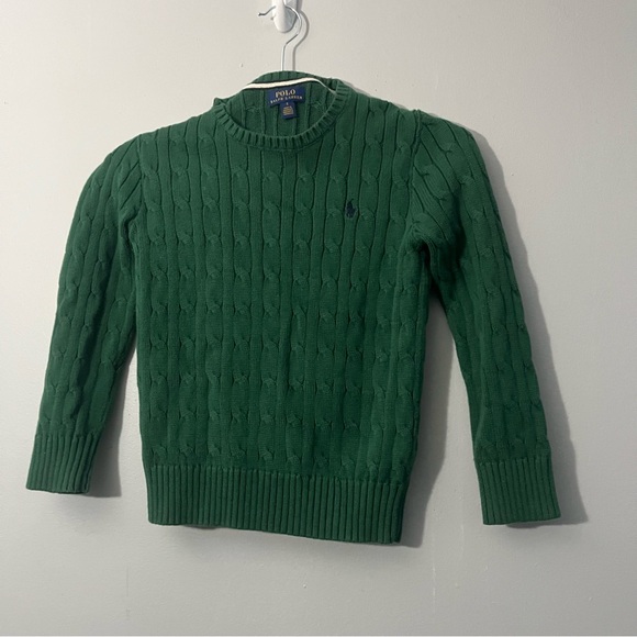Polo Ralph Lauren cable knit crewneck sweater green size 7 - Picture 1 of 6